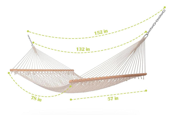 Hammock with measurement indicators on a white background