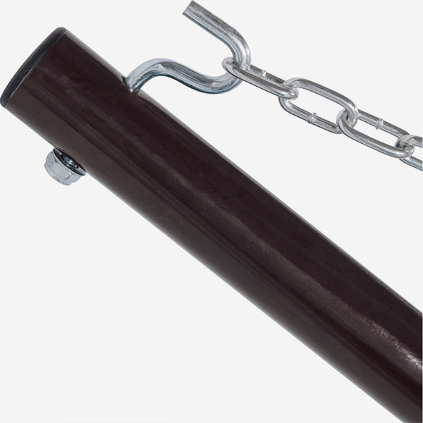 Metal rod with a chain attached on a white background