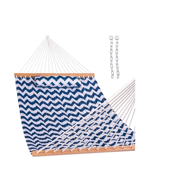 Large Double Quilted Hammock with Detachable Pillow#color_blue-chevron