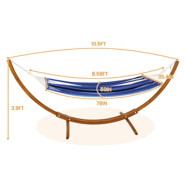 The size of Lazy Daze 10.5 FT Cotton Fabric Hammock with Stand.