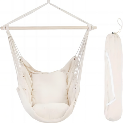 Cotton Hammock Chair with Pillows#color_natural
