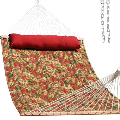 Large Double Reversible Quilted Hammock#color_floral-red