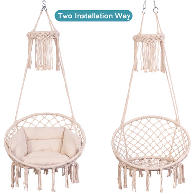 Hanging Macrame Chair#color_beige