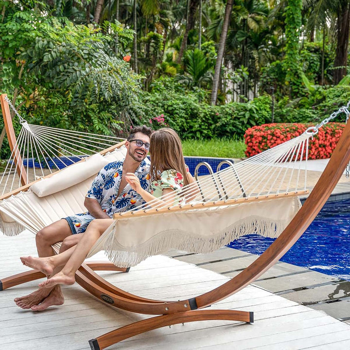 Quilted Fabric Hammock with Stand