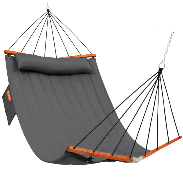 12FT_Quilted_Double_Hammock_with_V-Spreader_Bardisplayed on a clean white background.#color_gray