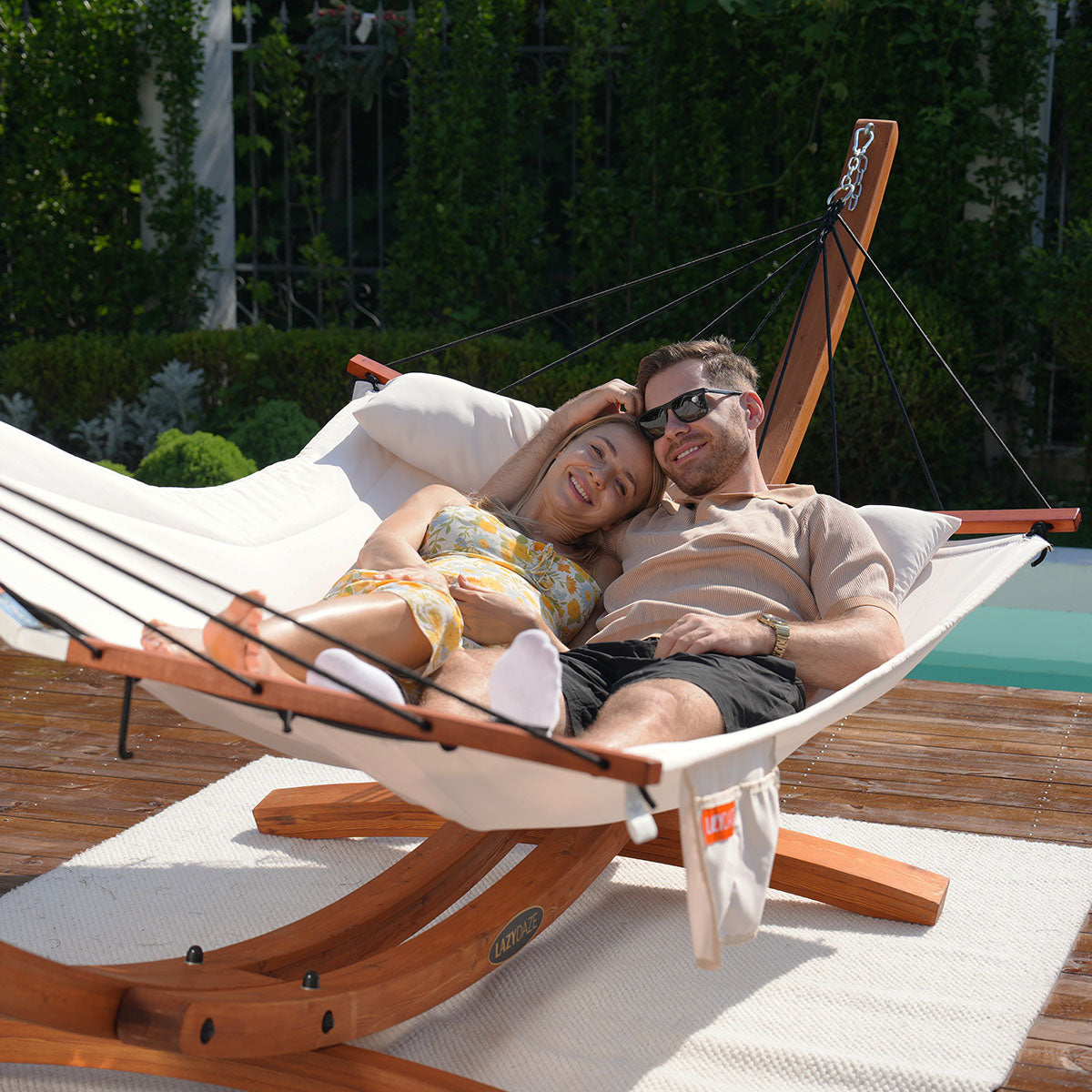 Double Quilted Hammock - 12 FT, V-Spreader Bar, 2 Person Portable