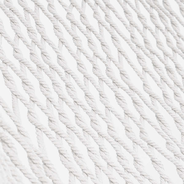 Close-up of white yarn with a textured pattern