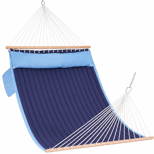 12_FT_Stylish_Color-Block_Double_Quilted_Hammock displayed on a clean white background.#color_blue