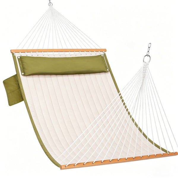 Lazy Daze 12 FT Stylish Color-Block  Double Quilted Hammock, transparent background.#color_cream