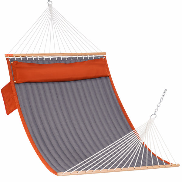 12_FT_Stylish_Color-Block_Double_Quilted_Hammock displayed on a clean white background.#color_gray