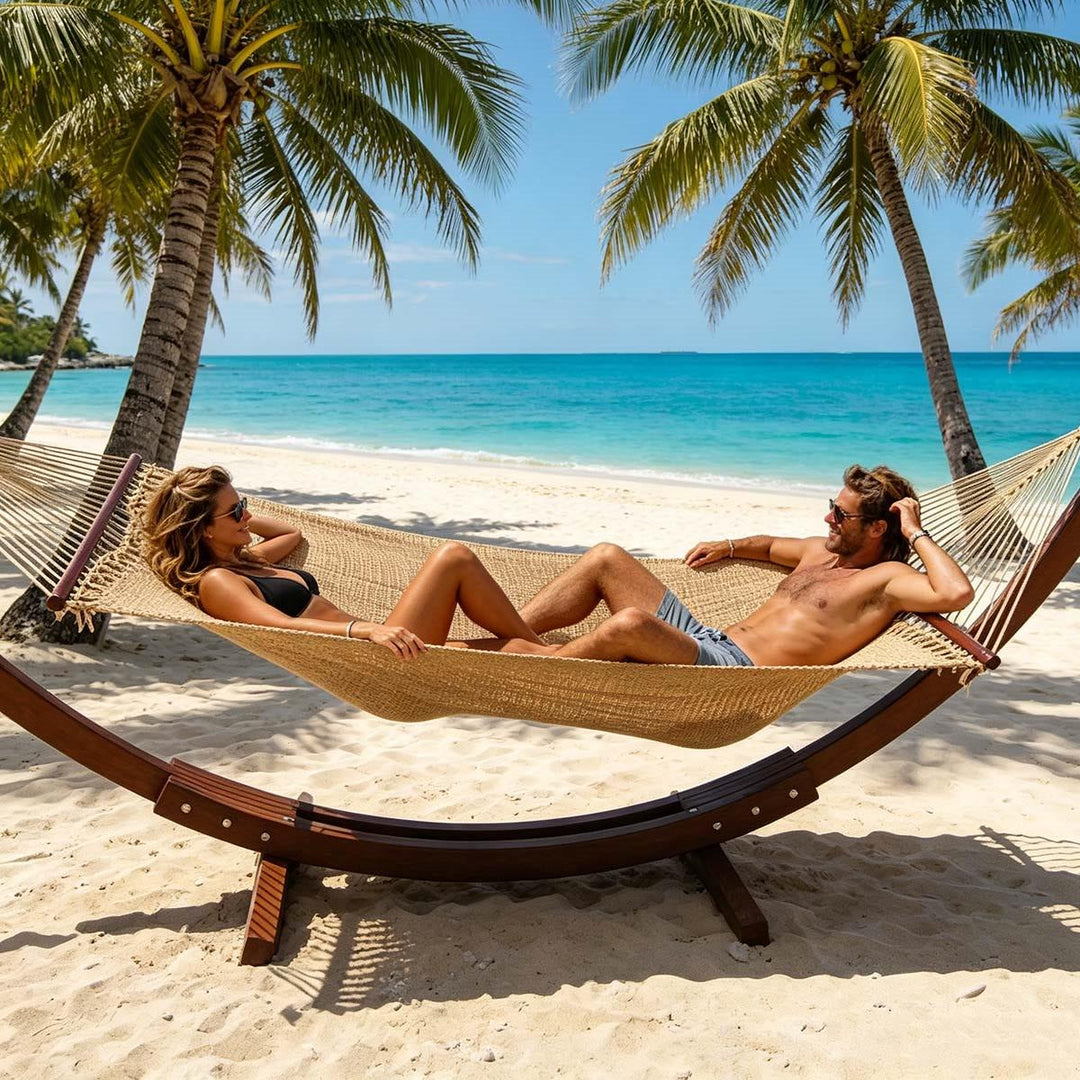 13 ft Double 2 Person Caribbean Rope Hammock with Spreader Bars