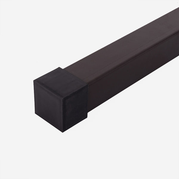 Black rectangular metal bar on a white background