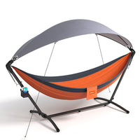 the whole set of All-in-One_Portable_Hammock_orange on a white background.#color_orange