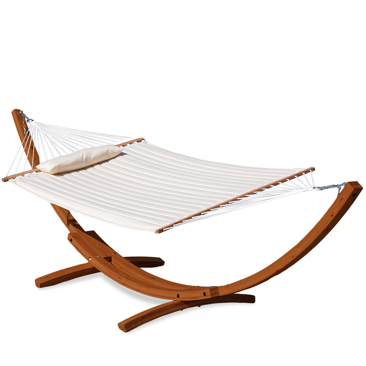 12 FT Large Double Quilted Hammock With Wooden Stand ← Lazy Daze