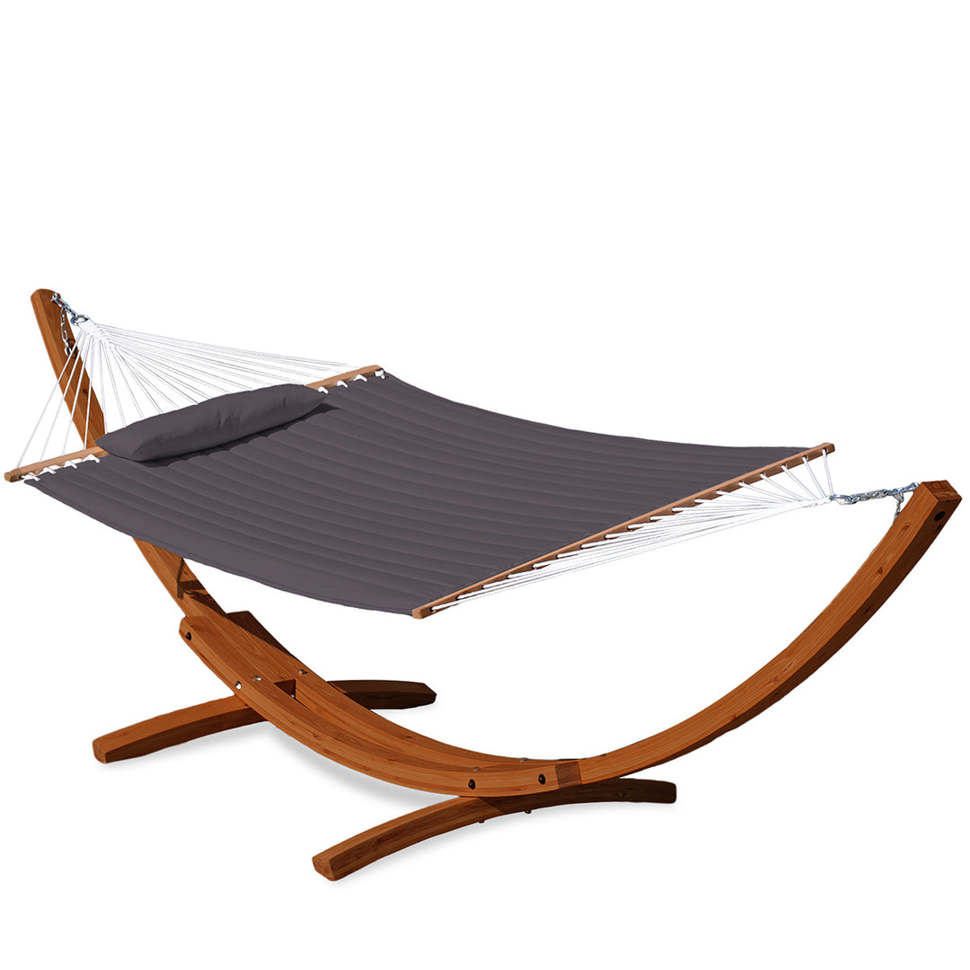 12 FT Large Double Quilted Hammock With Wooden Stand ← Lazy Daze