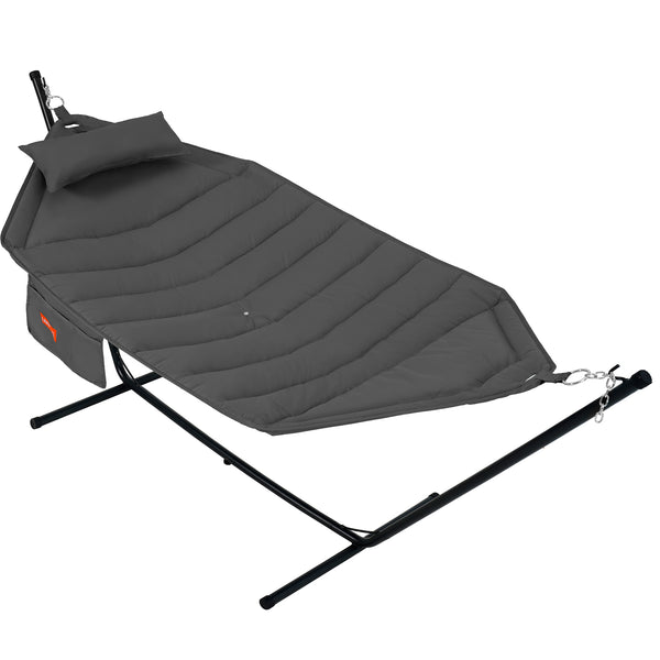 Deluxe_Hammock_with_Stand_Combo on a clean white background.#color_dark-gray