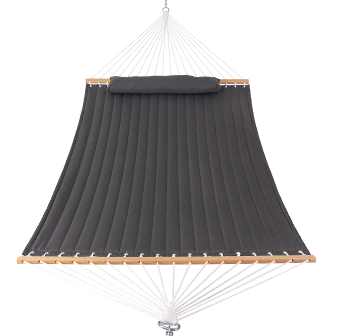 Large Double Quilted Hammock with Detachable Pillow#color_dark-gray