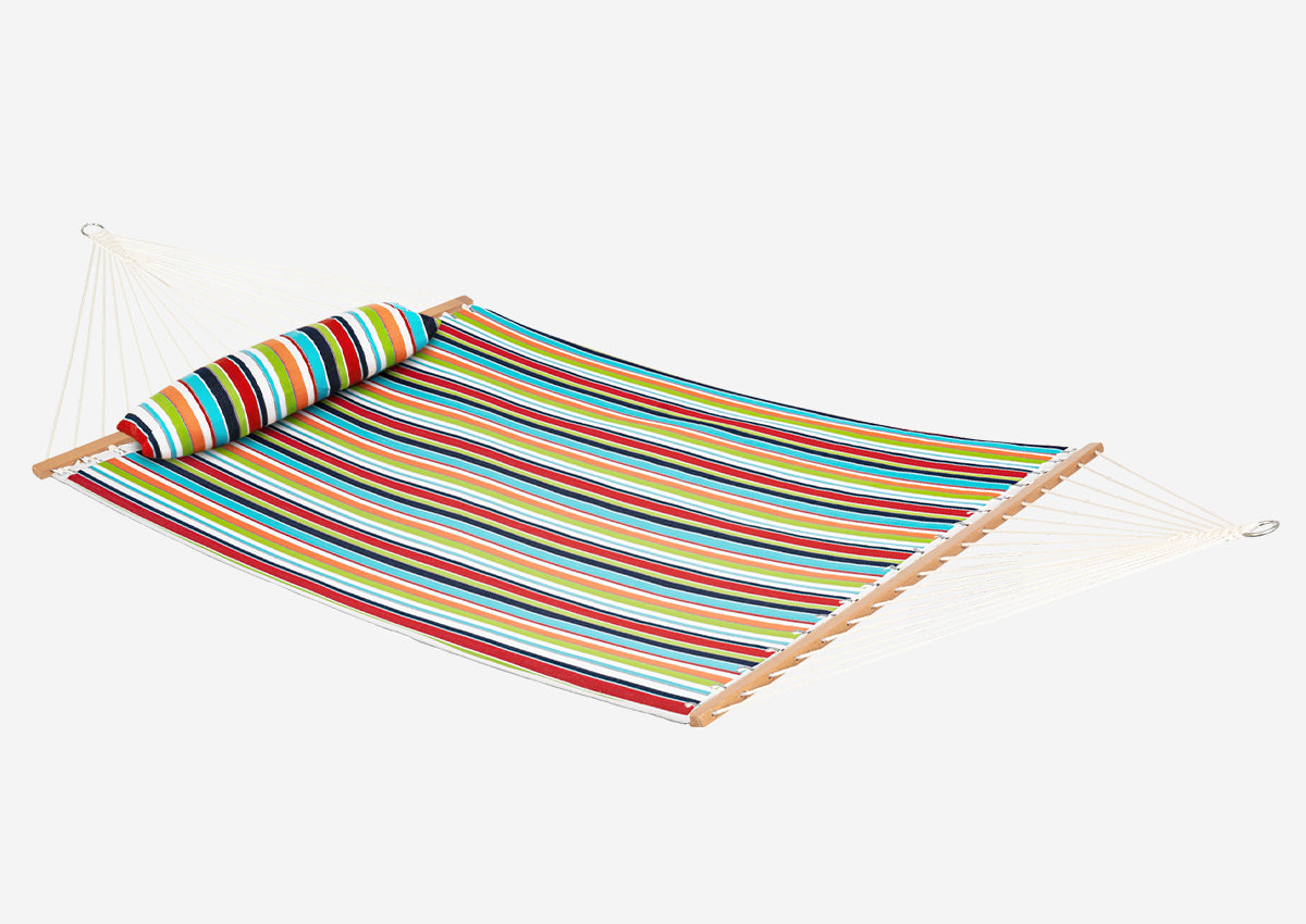 Colorful striped hammock on a white background