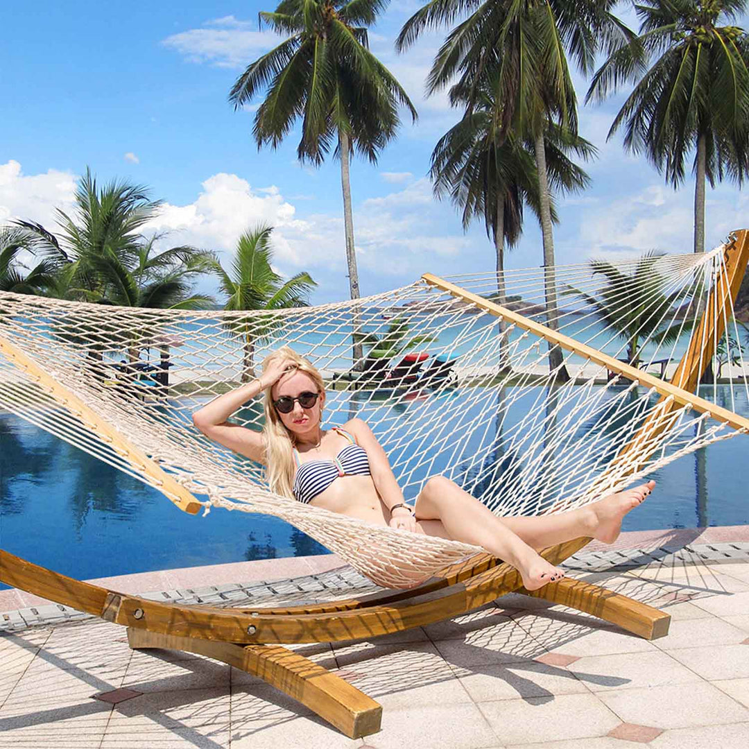Lazy Daze Double Cotton Rope Hammock - Classic Outdoor Style