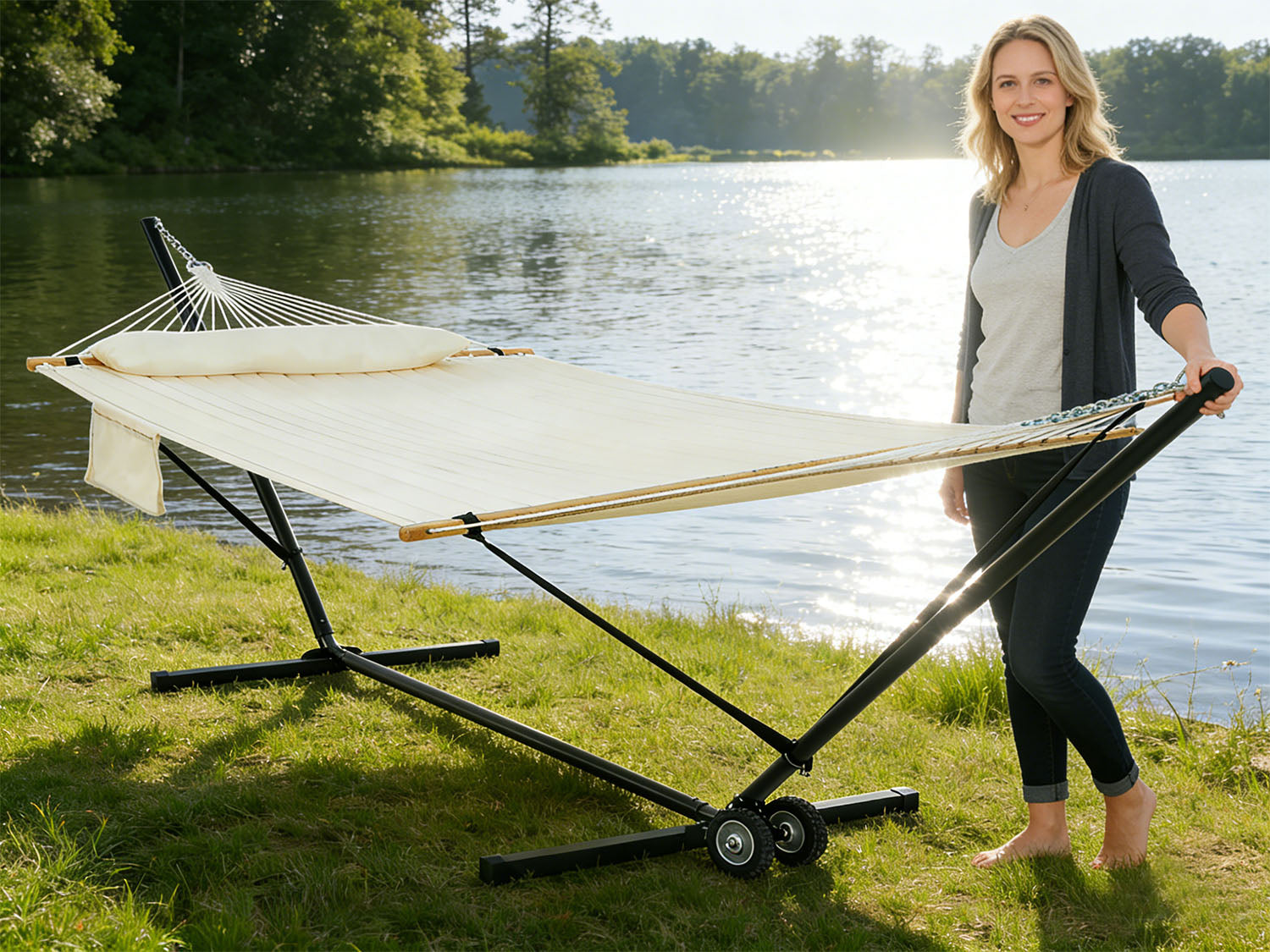 portable hammock with stand and wheel