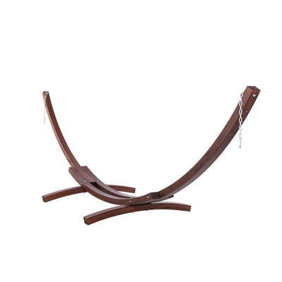 Lazy Daze 10 FT hardwood arc hammock stand, sturdy and elegant design.#color_brown