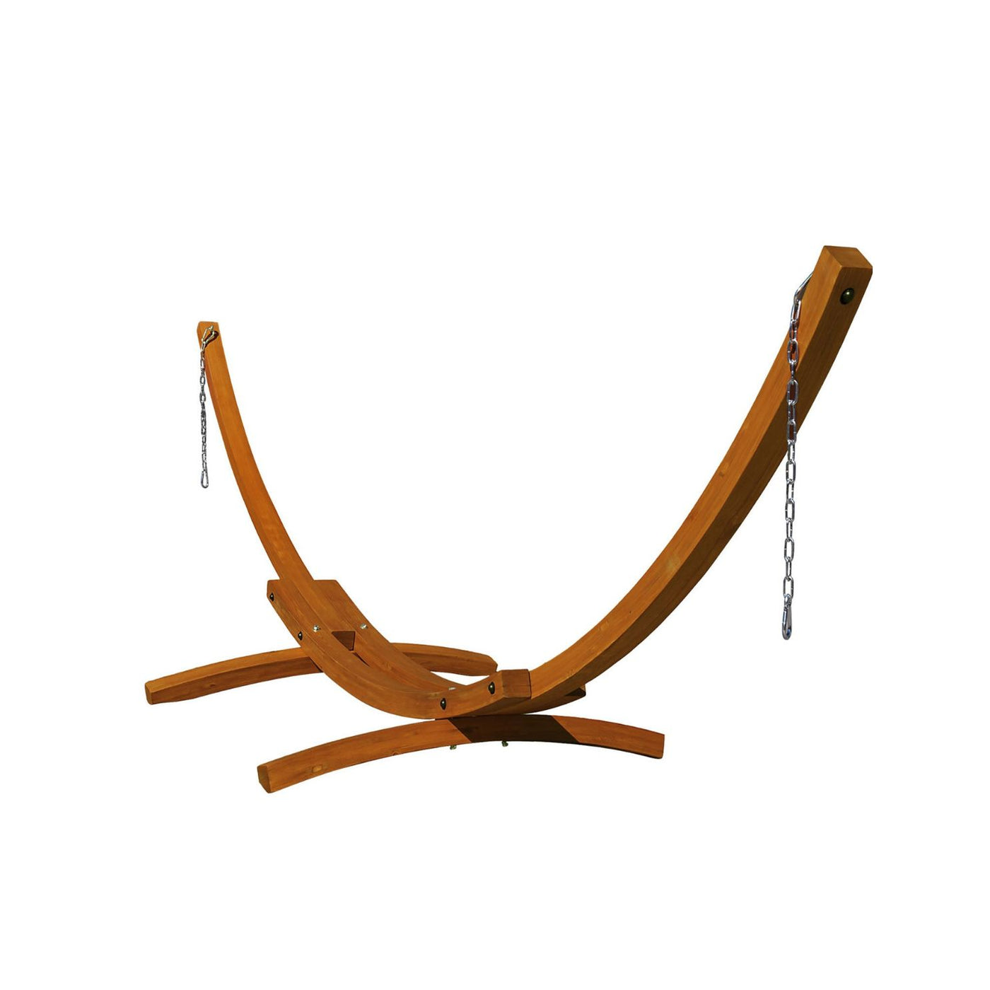 Lazy Daze 13 FT Hardwood Arc Hammock Stand designed for outdoor use.#color_brown