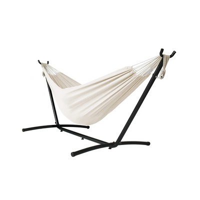 Lazy Daze Brazilian Premium Polycotton Hammock Combo, white background.#color_natural