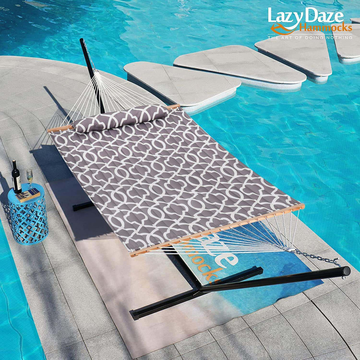 Lazy Daze Deluxe Quilted Fabric Hammock Combo, ideal for outdoor relaxation.#color_003