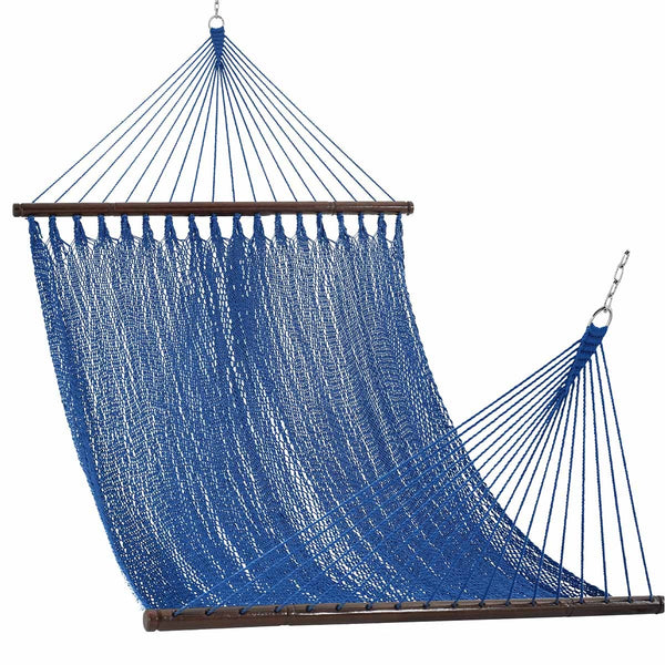 Lazy Daze Double Caribbean Rope Hammock in Blue on a white background #color_blue