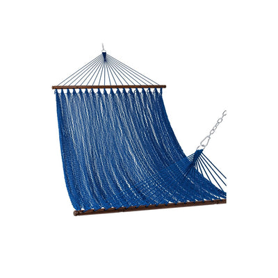 Lazy Daze Double Caribbean Rope Hammock in Blue on a white background #color_blue