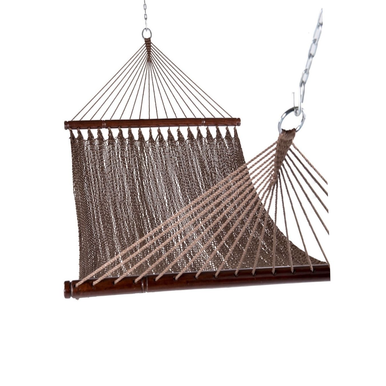 Brown Lazy Daze Double Caribbean Rope Hammock on a white background.#color_brown