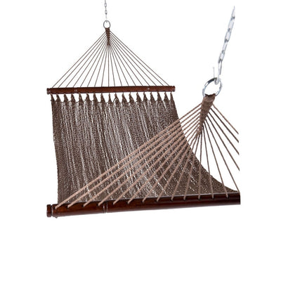 Brown Lazy Daze Double Caribbean Rope Hammock on a white background.#color_brown