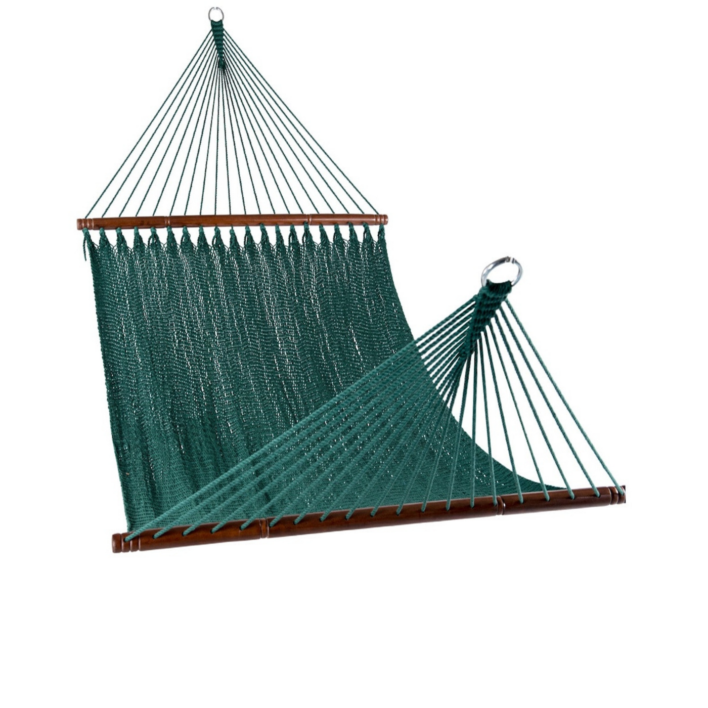 Lazy Daze Double Caribbean Rope Hammock in Green, premium design on white background.#color_green