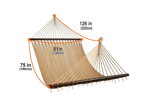 Lazy Daze Double Caribbean Rope Hammock size and dimensions