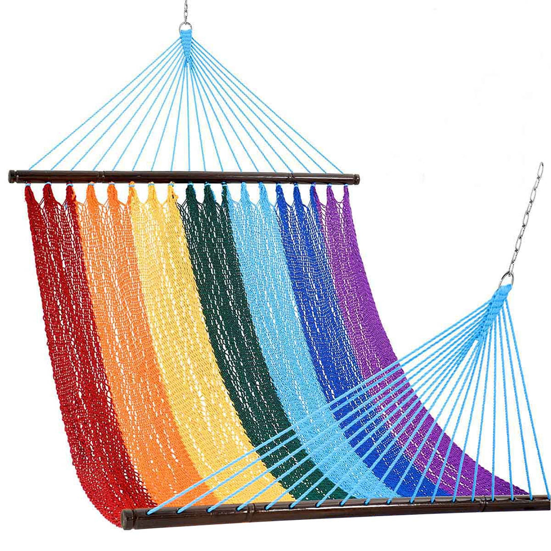 hängematte barbados rainbow 10 ft Handwoven Caribbean Rope Hammock with Spreader Bars