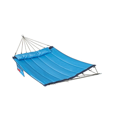 Lazy Daze Double Hammock with Curved Spreader Bar in blue, displayed on a white background.#color_blue