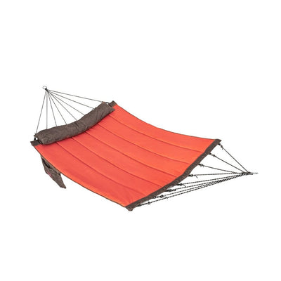 Lazy Daze Double Hammock with Curved Spreader Bar in red, displayed on a white background.#color_red