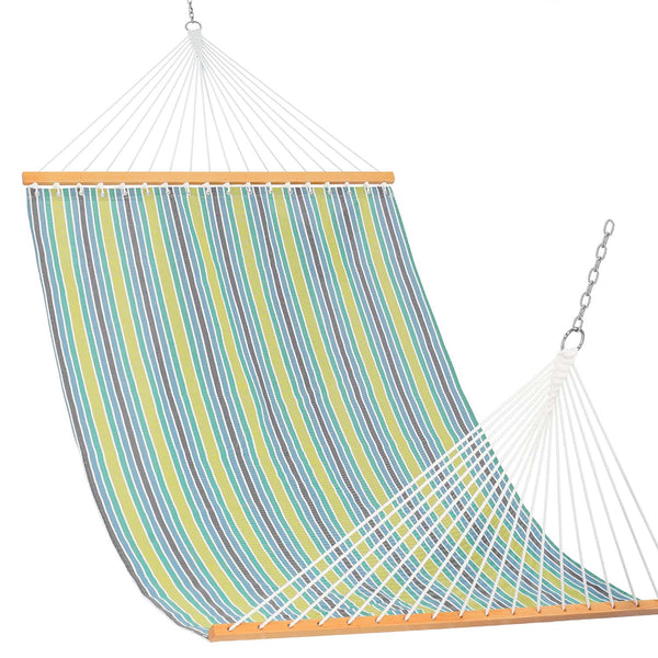 Lazy Daze Double Poolside Hammock in Blue Stripes on a white background.#color_blue-and-green-stripes