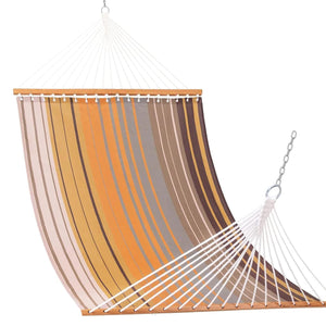 Lazy Daze Double Poolside Hammock in Coffee Stripes, on a white background. #color_coffee-stripes