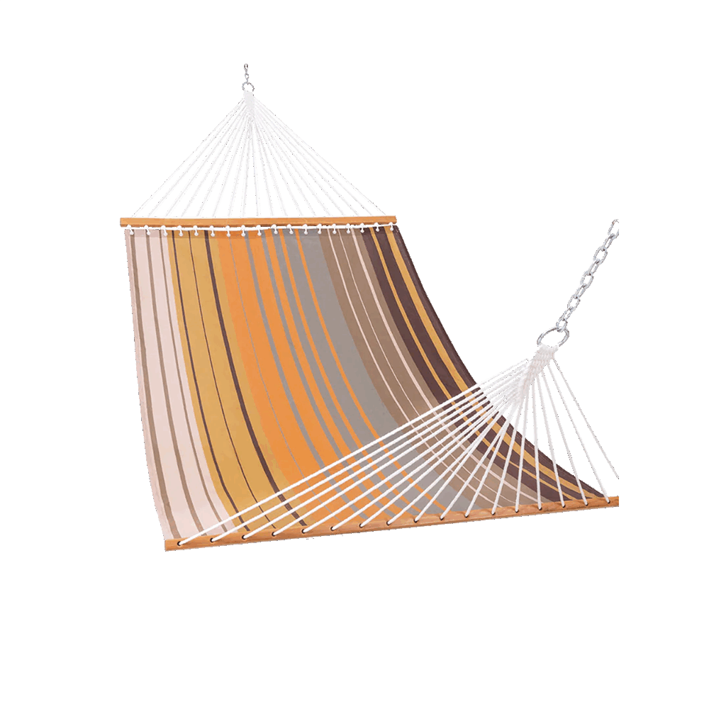 Lazy Daze Double Poolside Hammock in Coffee Stripes, on a transparent background. #color_coffee-stripes