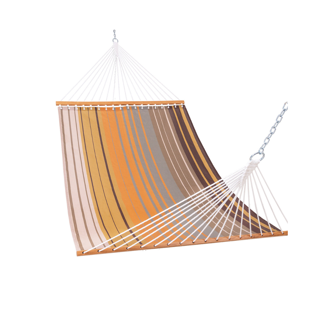 Lazy Daze Double Poolside Hammock in Coffee Stripes, on a white background. #color_coffee-stripes