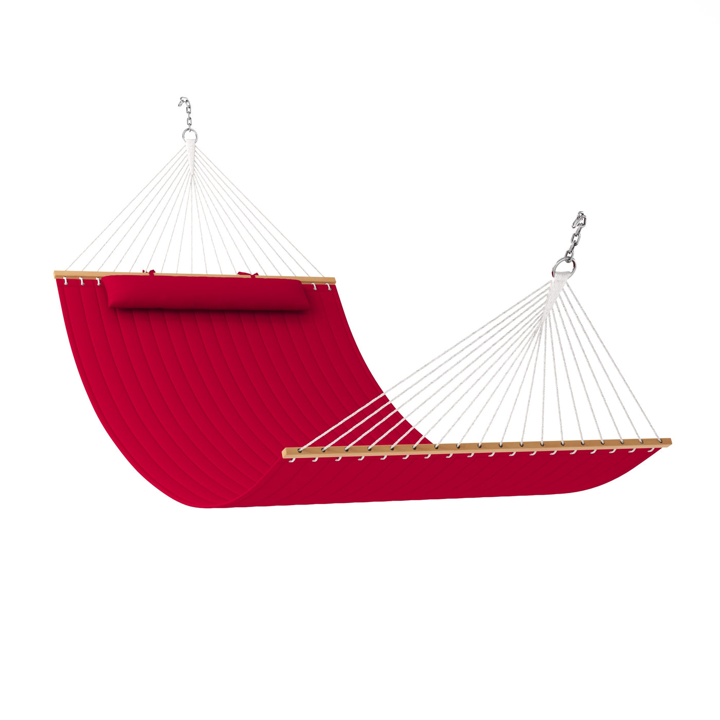 Lazy Daze double quilted hammock in burgundy on a white background, showcasing its elegant design.#color_burgundy