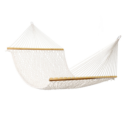 Lazy Daze Double Traditional Cotton Rope Hammock, Natural color, ideal for relaxation.#color_natural