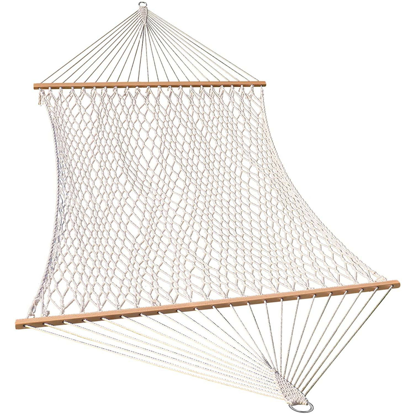 Lazy Daze Double Traditional Cotton Rope Hammock, Natural color, white background. Perfect for relaxation.#color_natural 