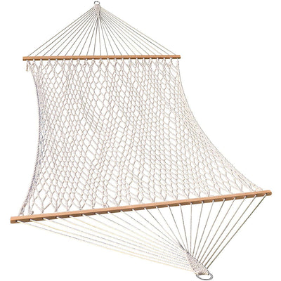 Lazy Daze Double Traditional Cotton Rope Hammock, Natural color, white background. Perfect for relaxation.#color_natural 