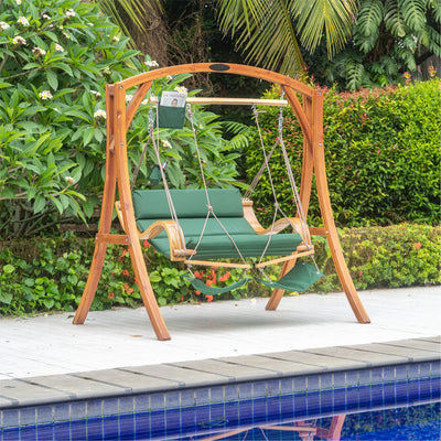 Lazy Daze dual swing chair with stand, stylish and sturdy for any backyard.#type_chair-with-stand