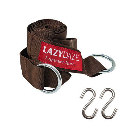 Lazy Daze Hammock Tree Straps X2 on a white background, showcasing durable heavy-duty straps with metal carabiners.