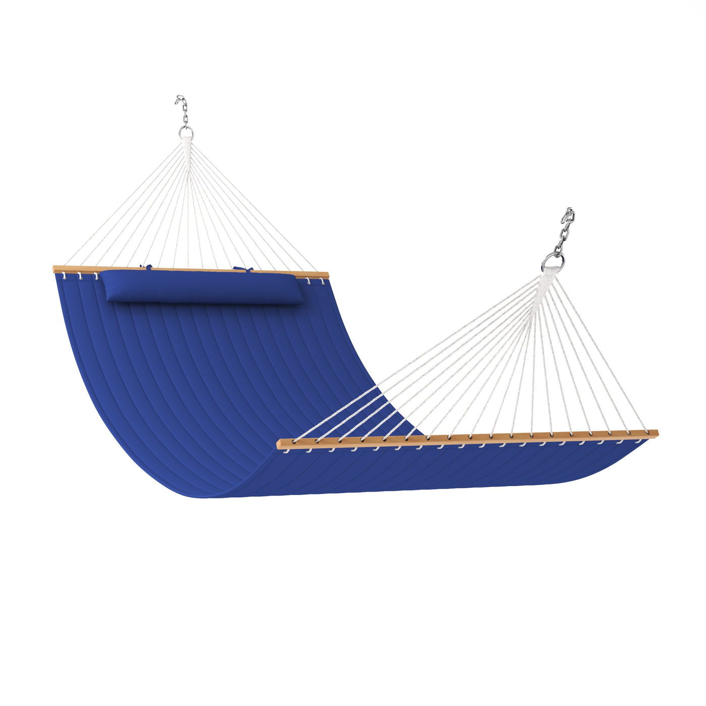 Lazy Daze Large Double Quilted Hammock in Dark Blue with white background.#color_dark-blue