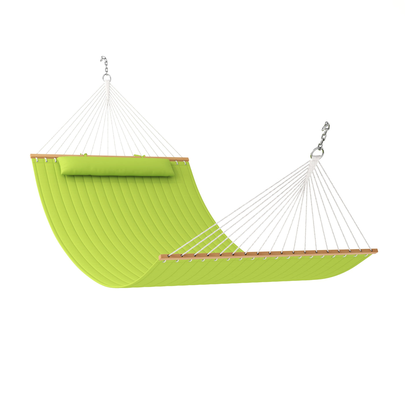 Lazy Daze large double quilted hammock in lemon green, displayed on a clean white background.#color_lemon-green