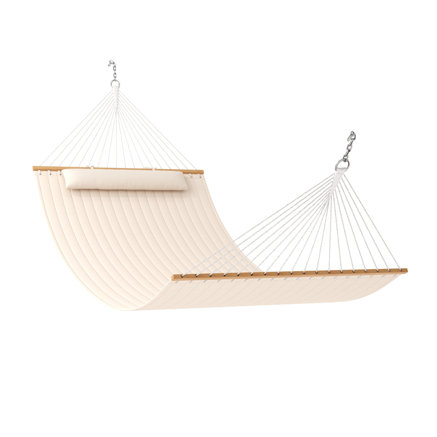 Lazy Daze Large Double Quilted Hammock, white background.#color_natural-solid